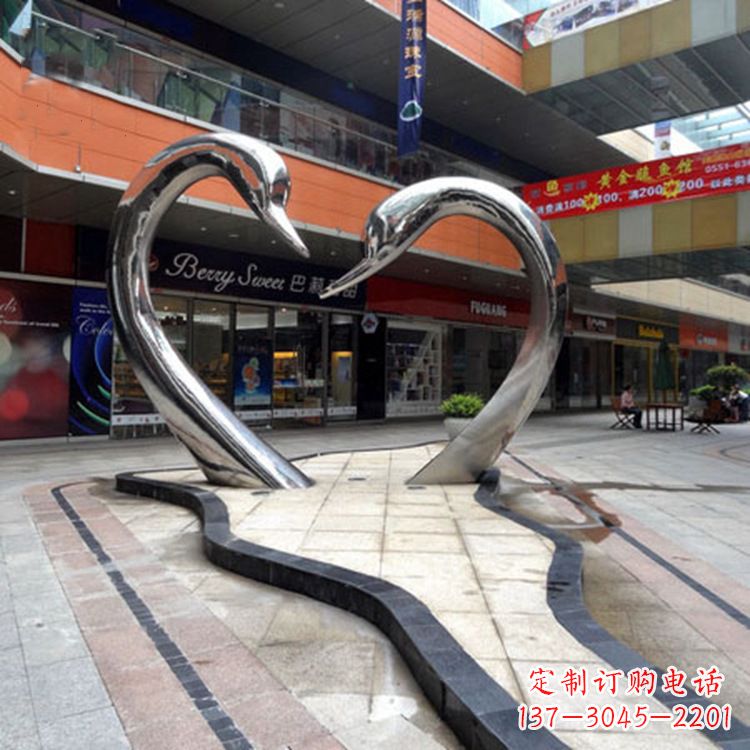 日照不锈钢天鹅爱情雕塑把浪漫永恒的爱情永久凝固