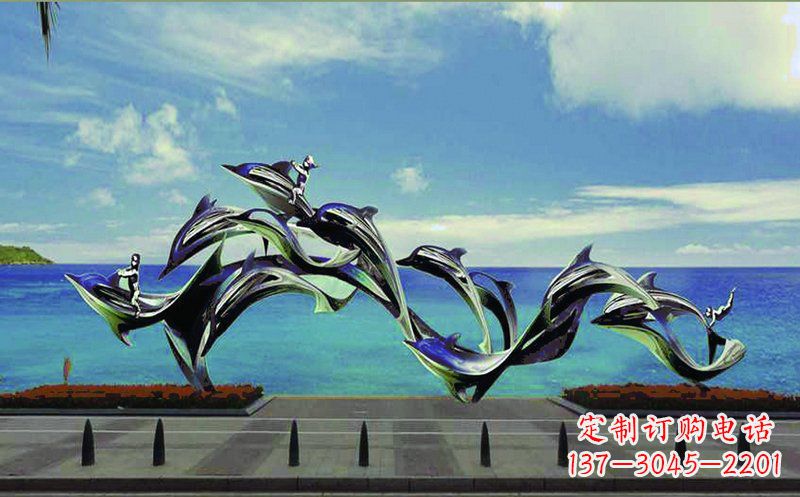 日照不锈钢海豚广场雕塑——精致而又活泼