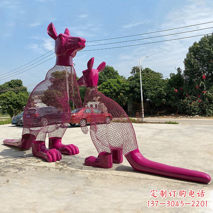 日照不锈钢袋鼠雕塑给公园带来美好景观