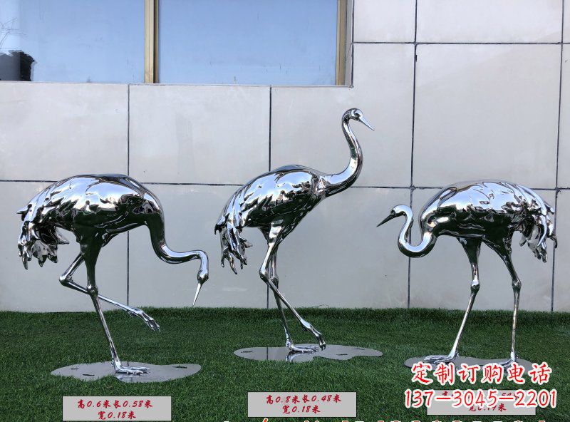 日照不锈钢仙鹤雕塑传承中国古典美感