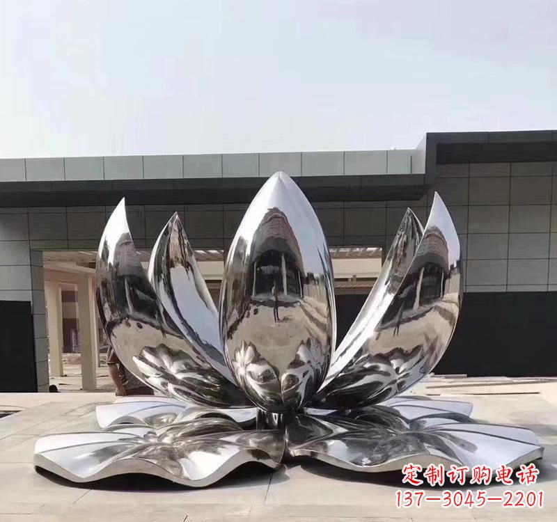 日照不锈钢现代镜面荷花雕塑精美绝伦