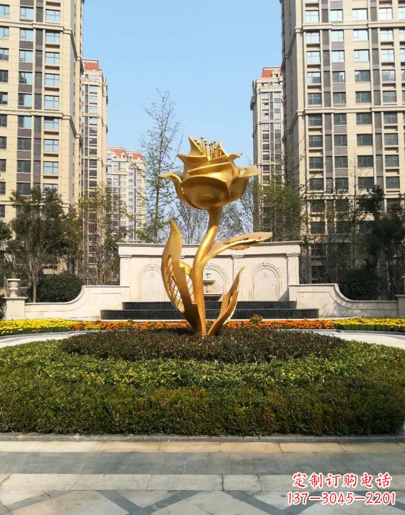 日照不锈钢小区玫瑰花雕塑浓郁情感的视觉体验
