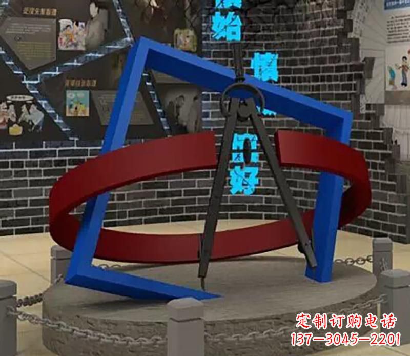 日照不锈钢圆规雕塑实现景观美化的艺术之作