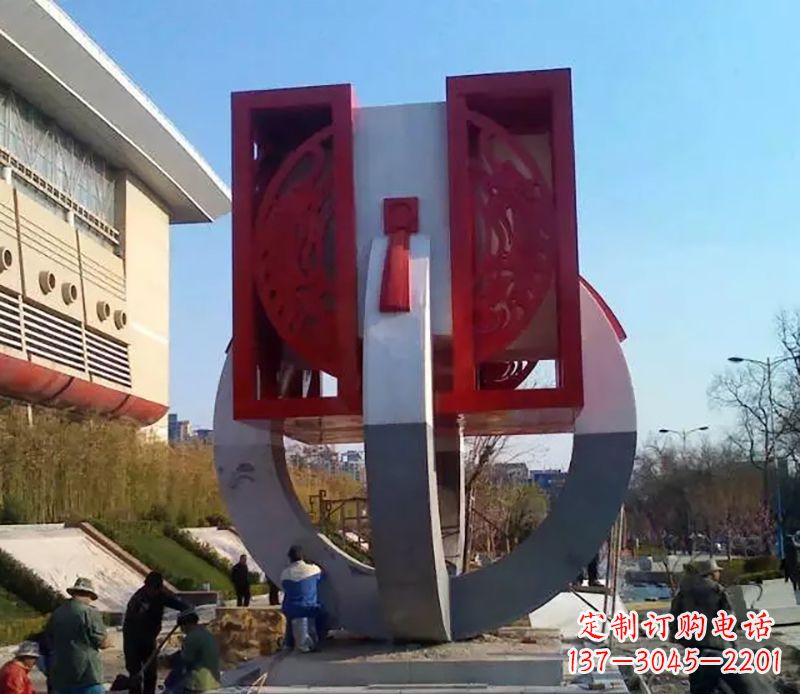 日照不锈钢圆环雕塑象征着永恒的美