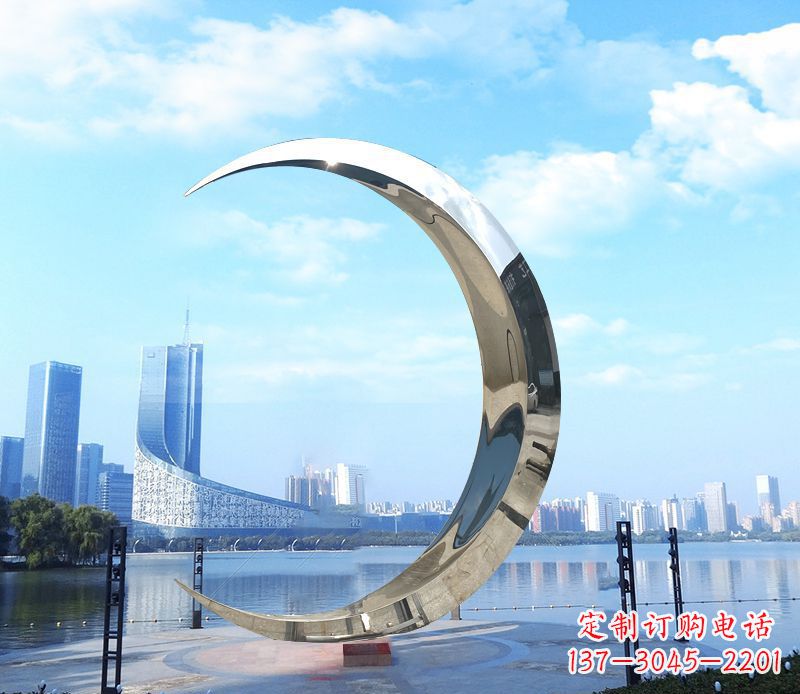 日照不锈钢月亮雕塑象征着美丽的月亮
