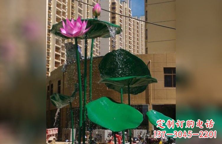 日照彩色不锈钢荷花雕塑美丽而富有寓意