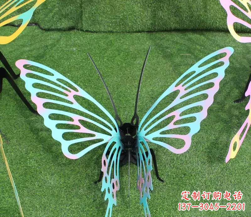 日照彩色不锈钢镂空蝴蝶雕塑精美又充满生机