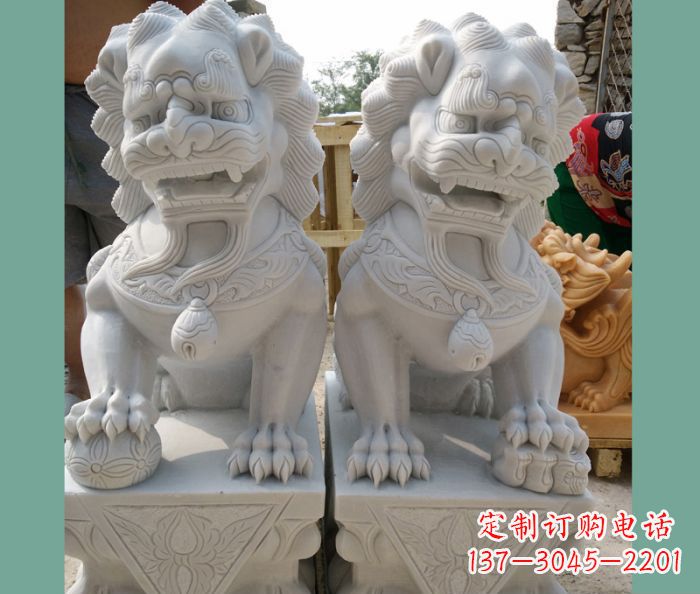 日照踩球狮子门口看门石雕 (3)
