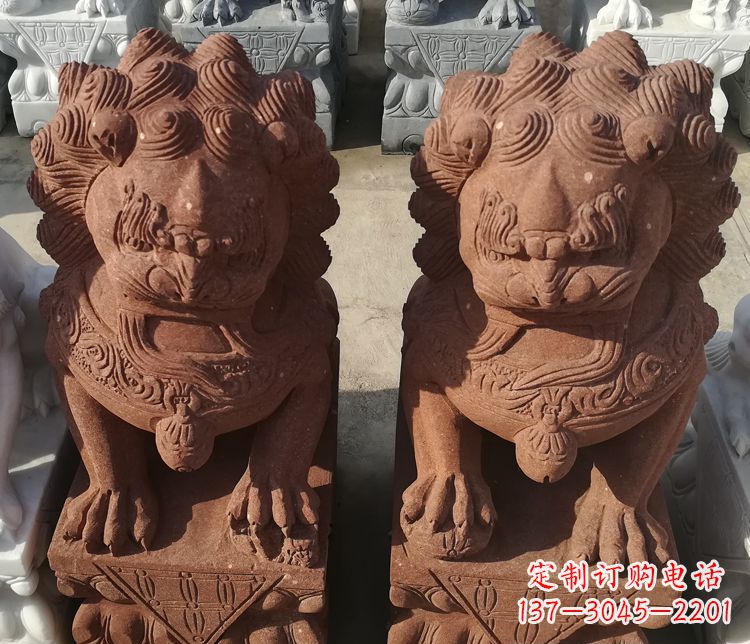 日照踩球狮子门口镇宅石雕