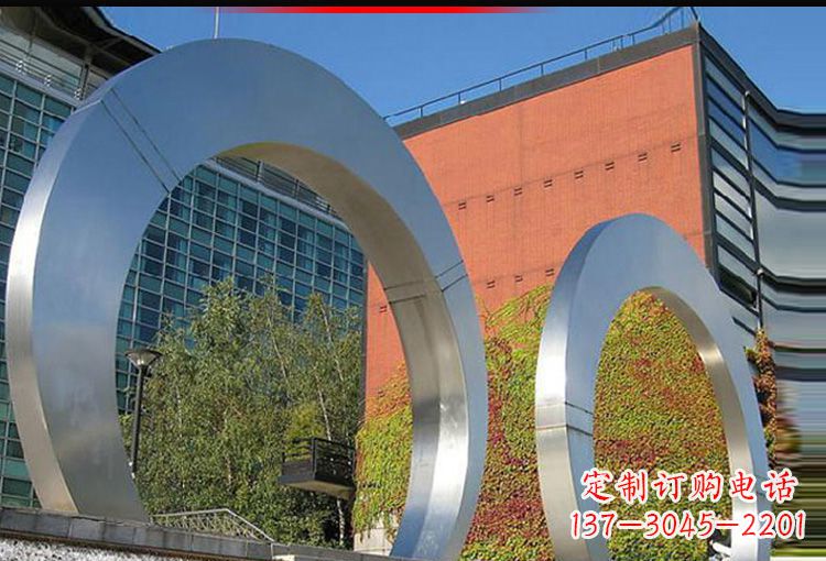 日照城市不锈钢圆环摆件雕塑