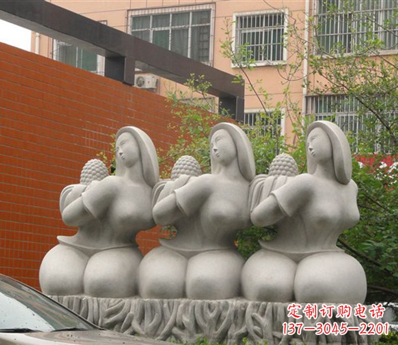 日照抽象三个女人石雕