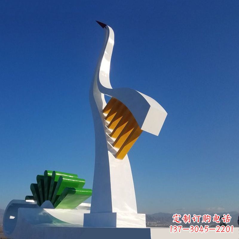 日照抽象仙鹤不锈钢景观雕塑