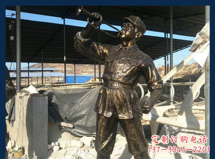 日照冲锋号雕塑永远记住八路军