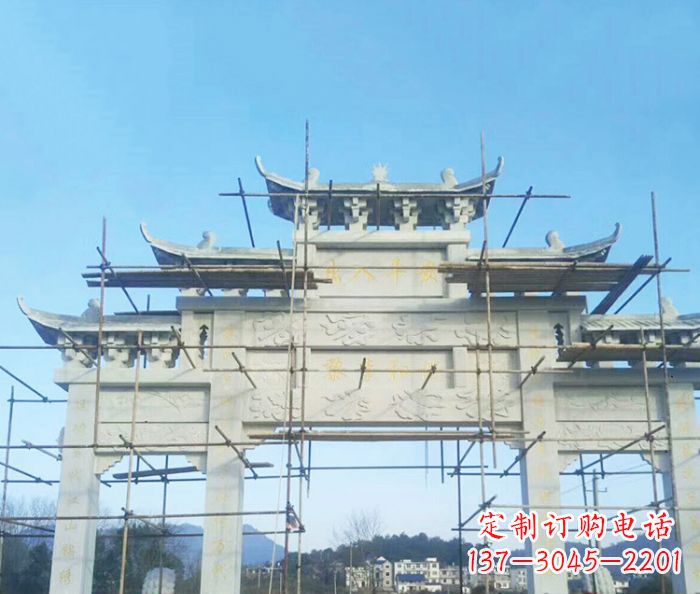 日照大理石三门牌坊雕塑