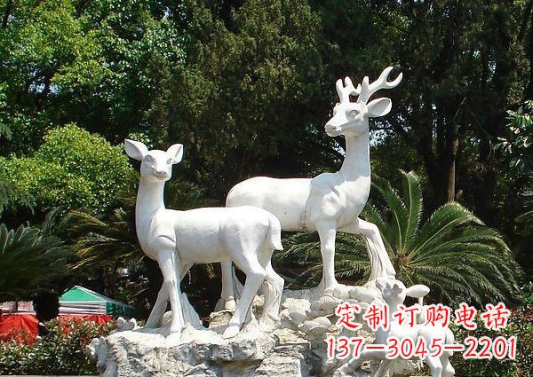 日照雕塑艺术——大理石公园小鹿石雕