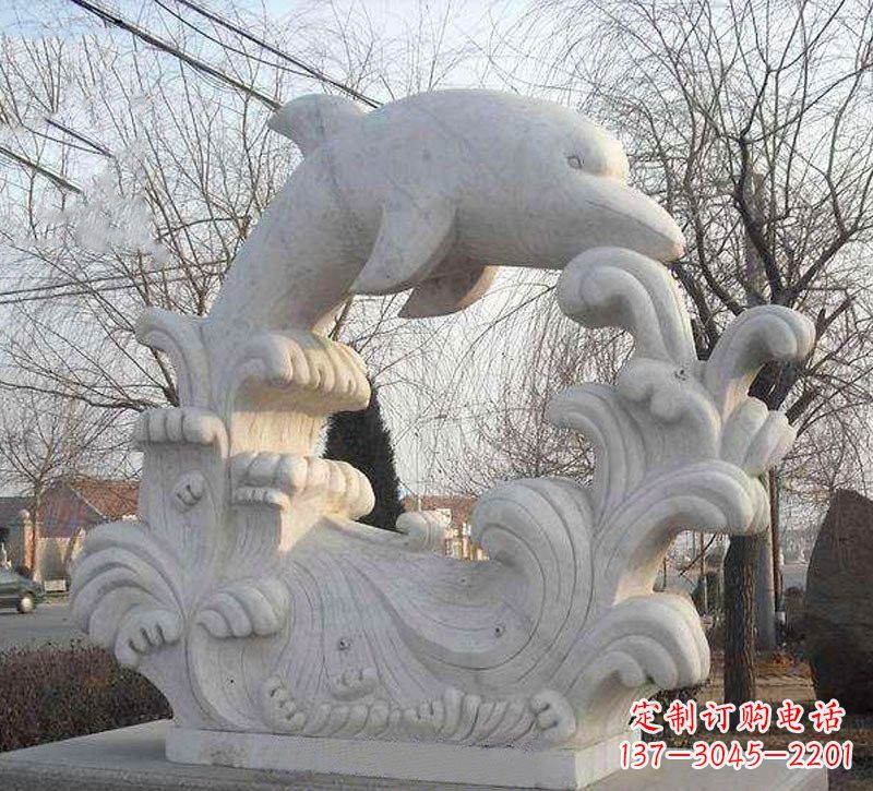 日照海豚浪花大理石雕塑