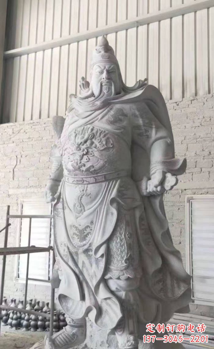 日照大理石关公雕塑，精美绝伦