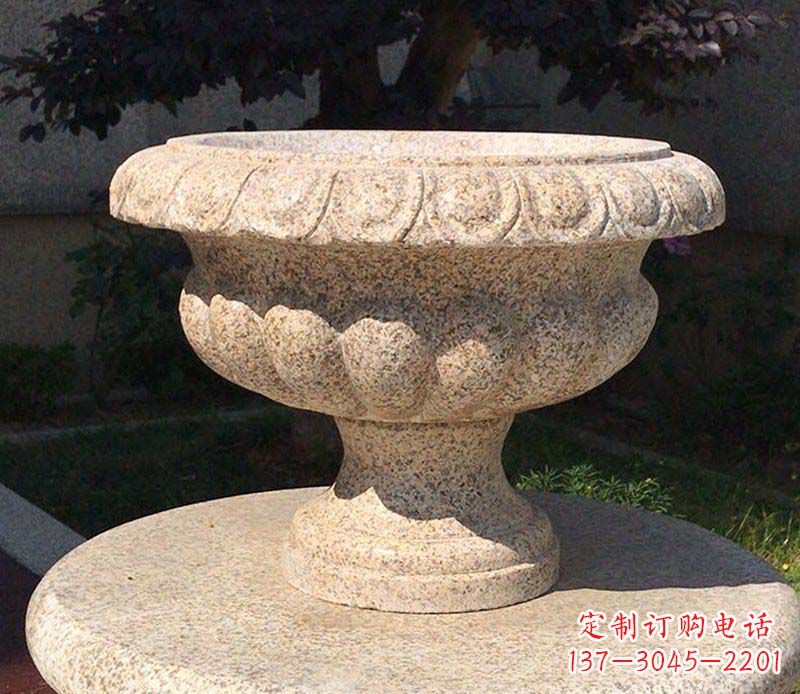 日照大理石花钵公园花盆石雕