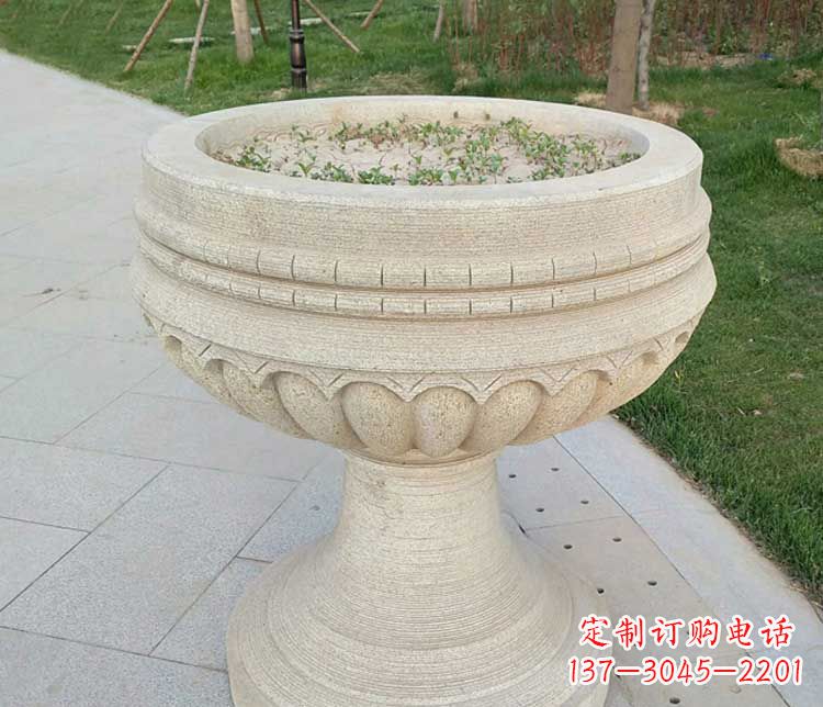 日照大理石花盆石雕
