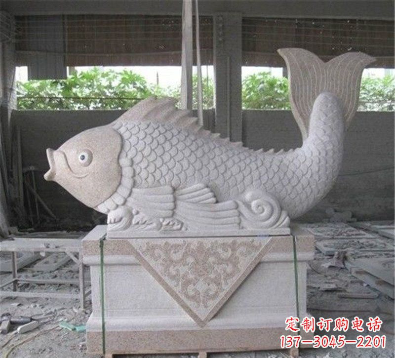 日照精美大理石"鲤鱼"雕塑