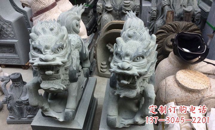 日照大理石立式麒麟门口镇宅石雕