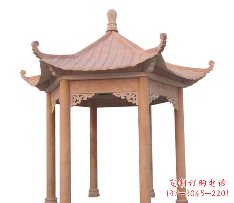 日照大理石六角凉亭雕塑