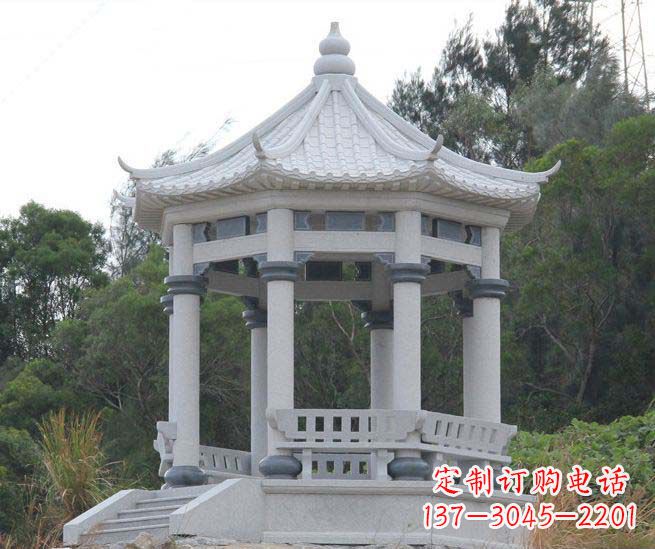 日照大理石六角石雕凉亭营造舒适环境的完美体现
