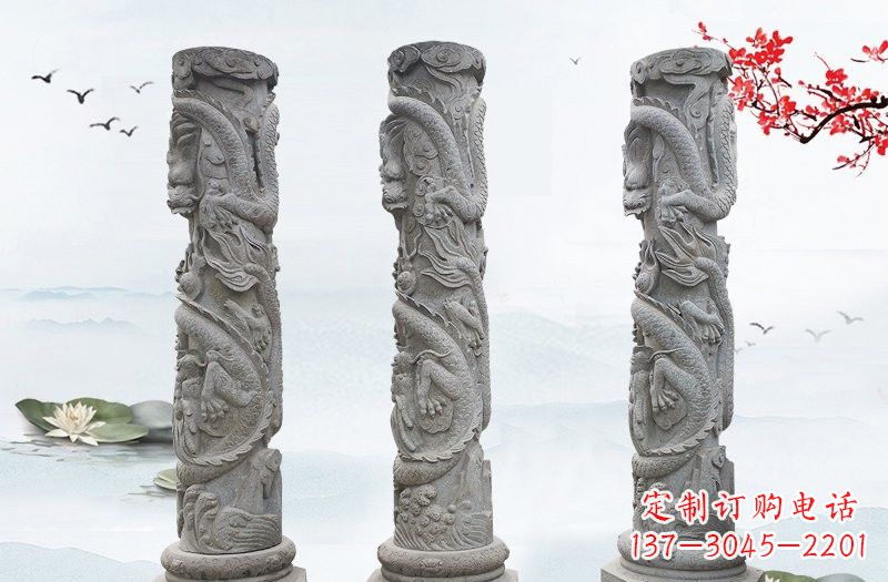 日照精美大理石龙柱雕塑