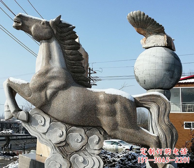 日照大理石马踏祥云石雕