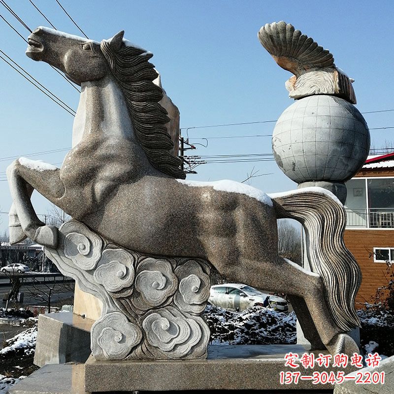 日照大理石马踏祥云雕塑