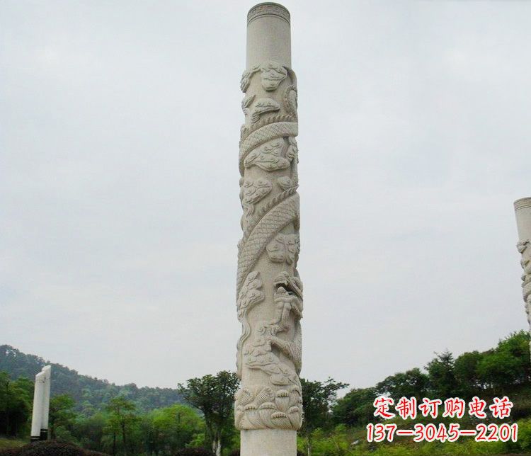 日照大理石盘龙柱雕塑