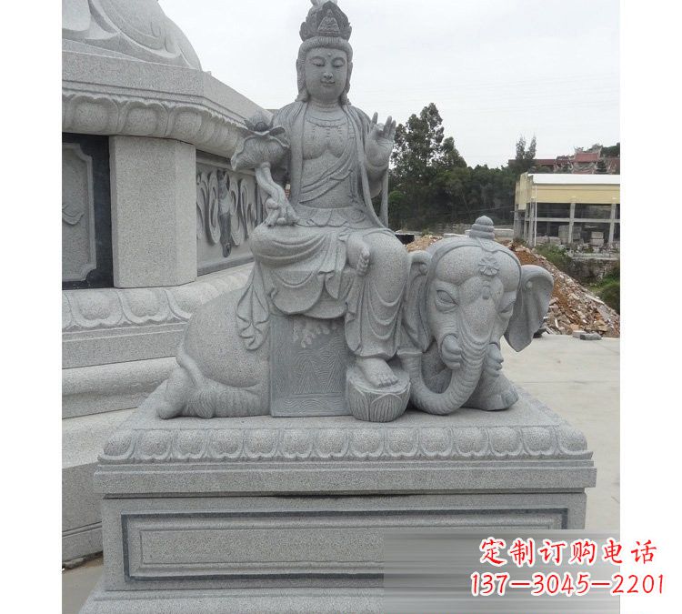 日照精雕细琢的大理石普贤菩萨雕塑