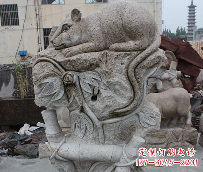 日照大理石生肖鼠石雕