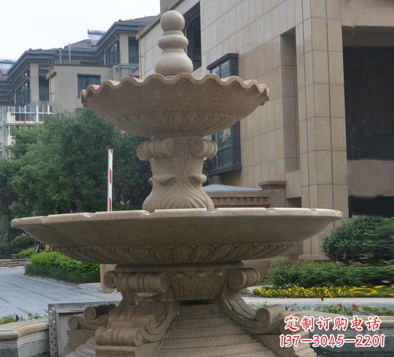 日照简约双层大理石喷泉雕塑