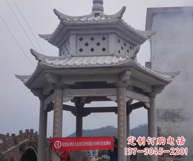 日照大理石双层石雕凉亭——独特的艺术结晶