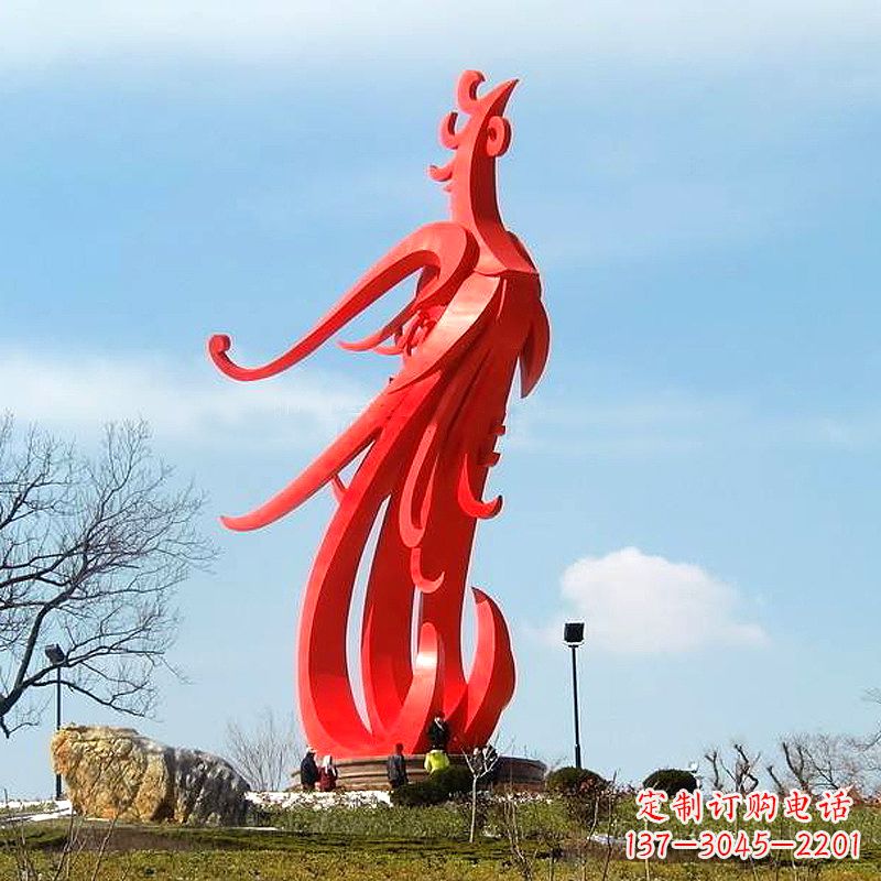 日照大型不锈钢凤凰雕塑-景区景点神兽动物景观雕塑