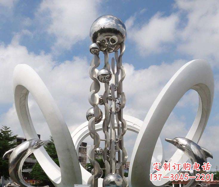 日照精致不锈钢海豚雕塑