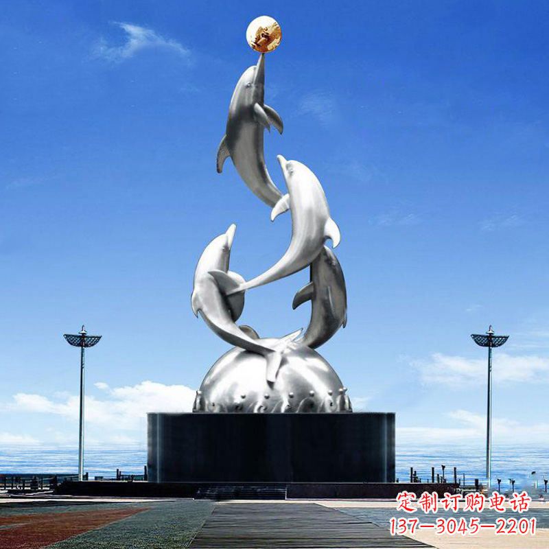 日照引领潮流的不锈钢海豚雕塑