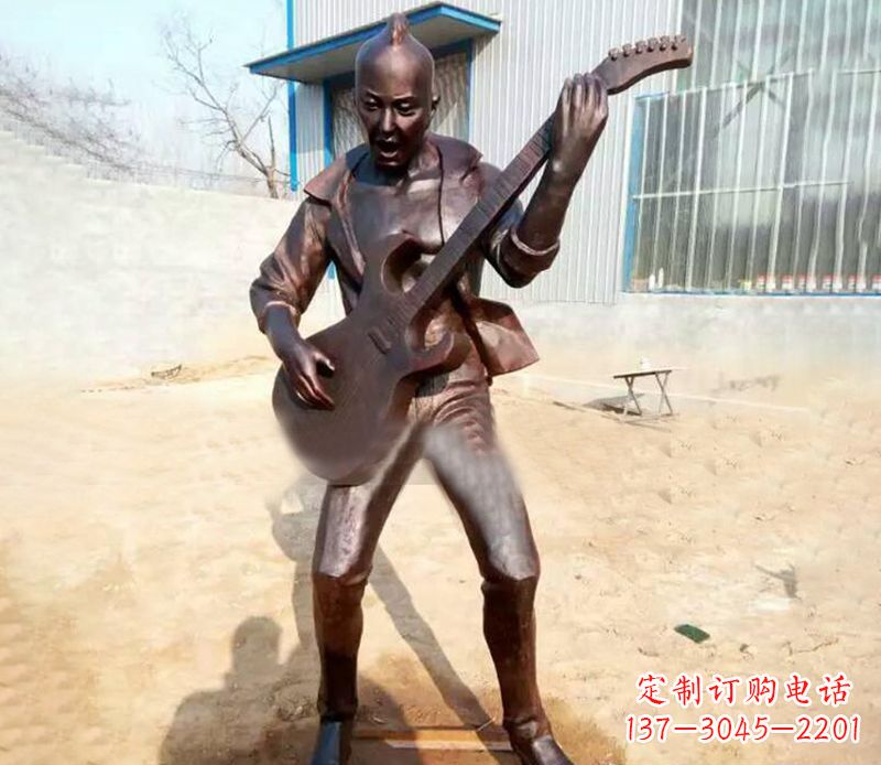 日照精致细腻的铜吉他雕塑
