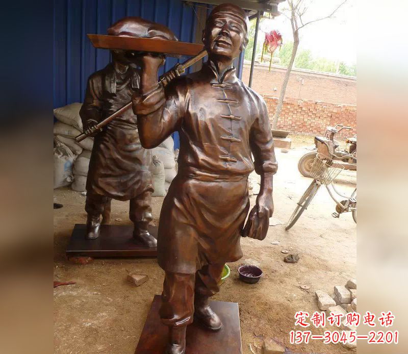 日照店小二铜雕,精美绝伦,永传佳话