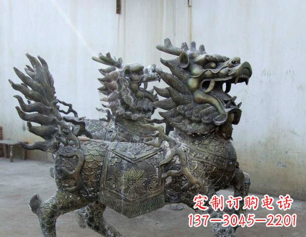 日照精致手工铜麒麟雕塑
