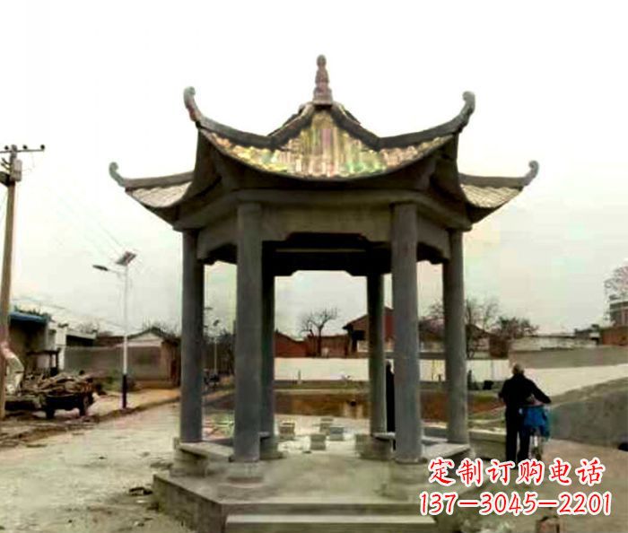 日照仿古六角凉亭石雕 (3)