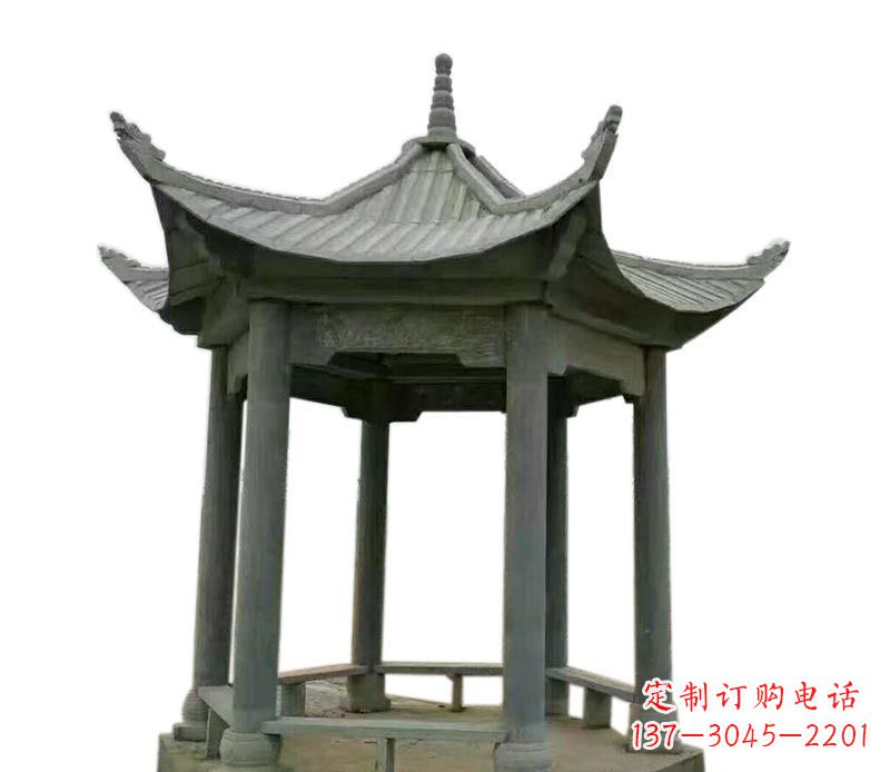 日照仿古六角凉亭石雕 (2)
