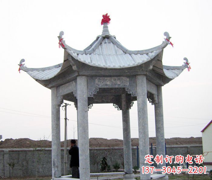 日照仿古六角石凉亭雕塑