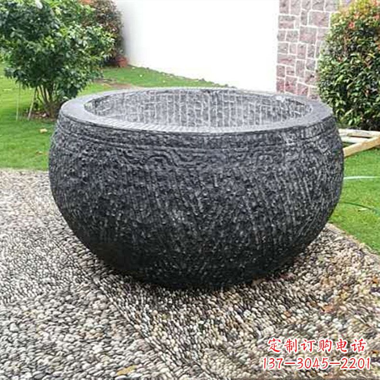 日照仿古石雕水缸,精雕细琢别具一格