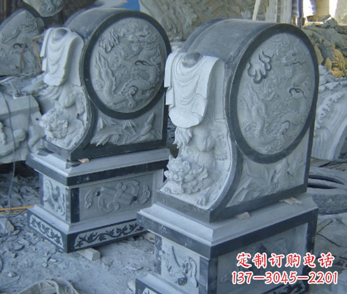 日照仿古石门墩招财抱鼓石雕塑