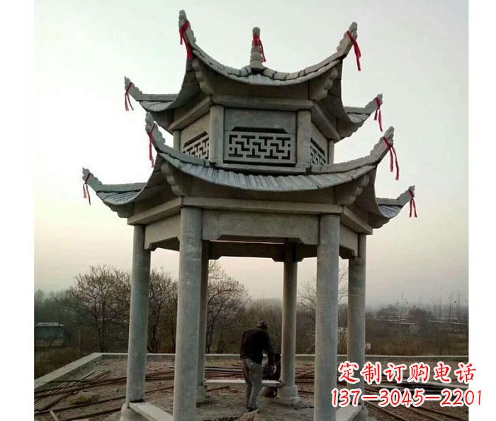 日照仿古双层石雕凉亭