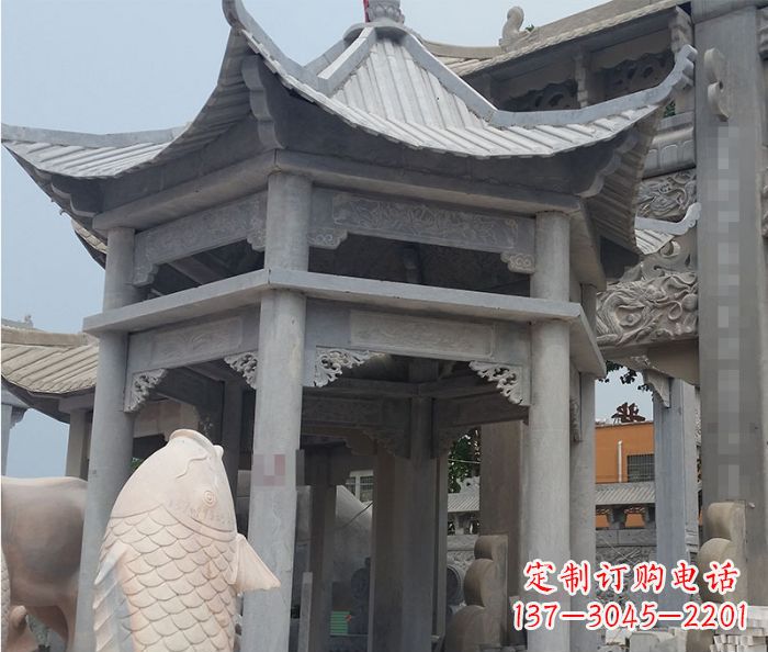 日照精美仿古双层石雕凉亭