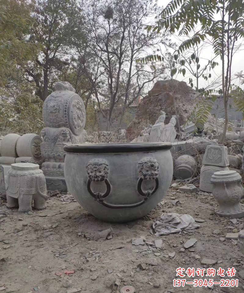 日照仿古石雕水缸雕塑