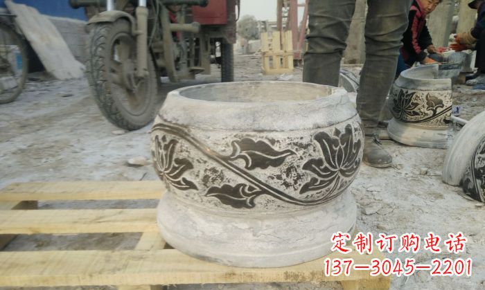 日照仿古圆形水缸石雕 (4)
